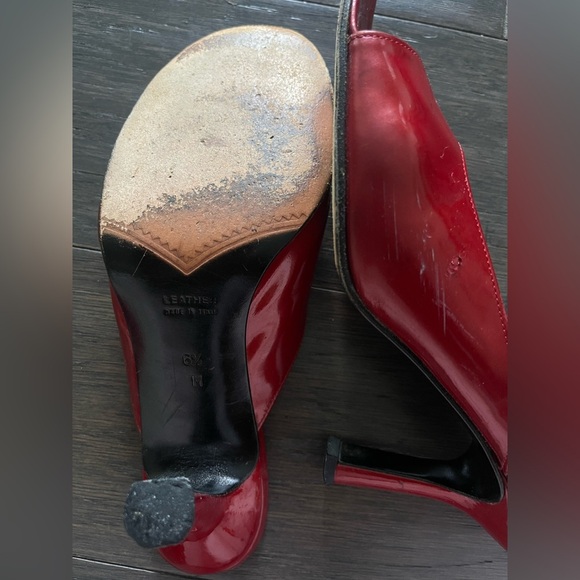 YSL Yves Saint Laurent Women’s Red Mule Heels Size 6.5 Luxury Brand Gala Shoes - Picture 4 of 6